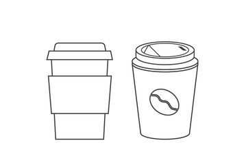 Hot paper 2 cup Coffee for takeaway. Vector Illustration icon. Design for Cafeteria Posters and Banners Cards