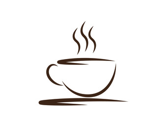 Hot coffee cup. Vector Illustration icon. Flat Style. Design for Cafeteria Posters and Banners Cards