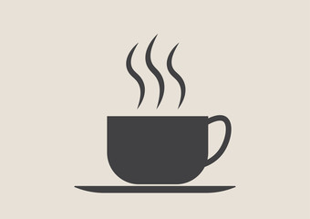 Coffee. Vector Illustration icon. Flat Style gray color. Design for Cafeteria Posters and Banners Cards