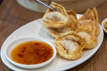 fried dimsum with sauce
