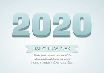 2020 Blue date Numbers isolated on white background. Happy New Year 2020.
