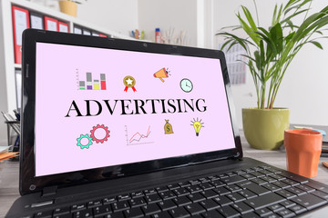 Fototapeta premium Advertising concept on a laptop