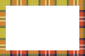 Rectangle frame vector vintage pattern design template. Border designs plaid fabric texture. Scottish tartan background for collage art, gif card, handmade crafts.