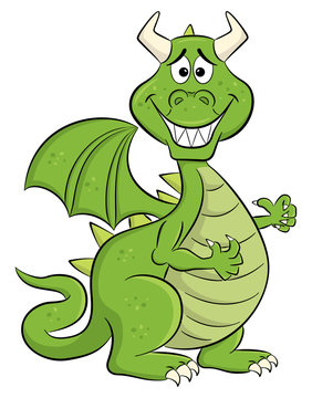 embarrassed grinning cartoon dragon