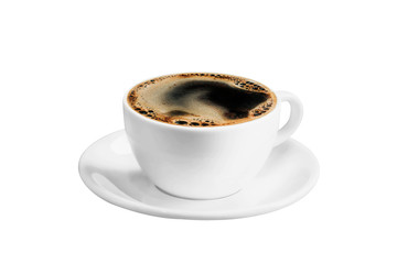 black coffee cup isolated on white background with clipping path