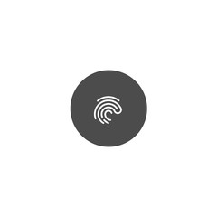 Fingerprint icon on dark circle background. symbol vector