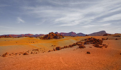 Fototapeta na wymiar Landscape on planet Mars, scenic desert scene on the red planet