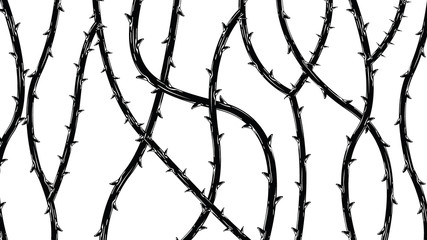 Blackthorn branches with thorns stylish background.
