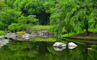 Fototapeta na wymiar Idyllic landscape of Japanese garden