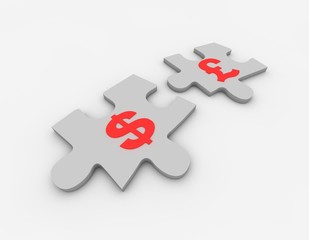 Illustration and currency symbol, financial cooperation and cooperation win-win