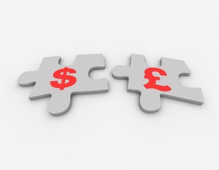 Illustration and currency symbol, financial cooperation and cooperation win-win