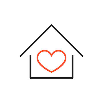 House with heart icon. Love Home logo template. Love home real estate logo template.