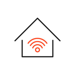 Smart Home and Internet of Things Logo. Smart House with WiFi Logotype. Flat style icons. Isolated Vector Illustration