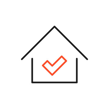 Real estate logo - house with check mark icon. Template logo for real estate agency or cottage town. Real estate logo.