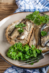 Sandwich with sprats.