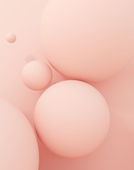 Group of balls, bubbles, on bright pastel background. Digital,trend, conceptual illustration for advertising products, products - wallpaper, cover, banner for decoration with copy space - 3D, render.