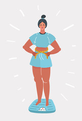 Woman on floor scales.