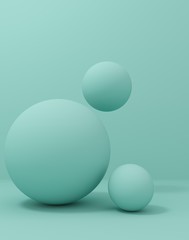 Group of balls, bubbles, on bright pastel background. Digital,trend, conceptual illustration for advertising products, products - wallpaper, cover, banner for decoration with copy space - 3D, render.
