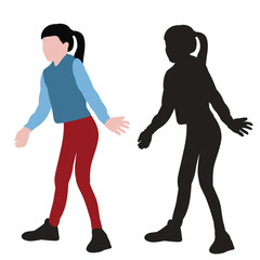 vector, isolated, girl silhouette and in girl flat style