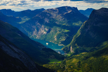 Naklejka premium Fjord Geiranger from Dalsnibba viewpoint, Norway