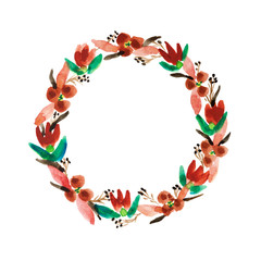 Floral Wreath In Watercolor
