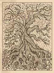 Tree. Mystic concept for Lenormand oracle tarot card.