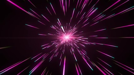 Hyperspace Travel CGI Animation with 80s neon like magenta effect.