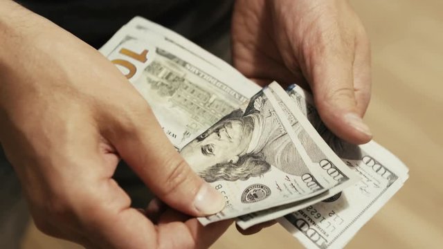 Unrecognizable Person, Employee Counting Money, Dissatisfied With Salary, Low Company Earnings and unhappy employees Concept