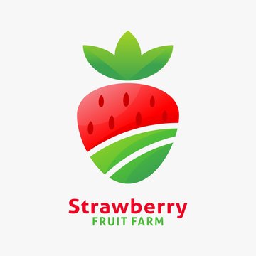 Strawberry fruit farm logo design