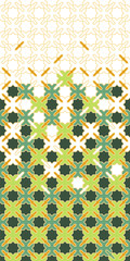 Arabesque green vector seamless pattern. Geometric halftone texture with color tile disintegration