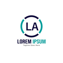 Initial LA logo template with modern frame. Minimalist LA letter logo vector illustration