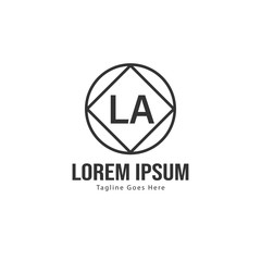 Initial LA logo template with modern frame. Minimalist LA letter logo vector illustration