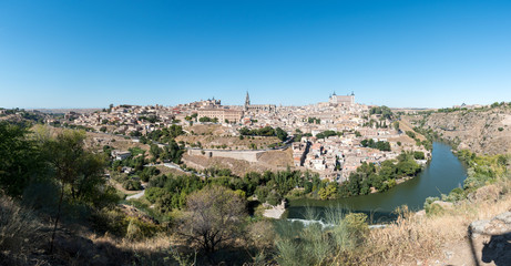 Fototapeta na wymiar A panoramic view of Toledo, Spain; a UNESCO world heritage site.