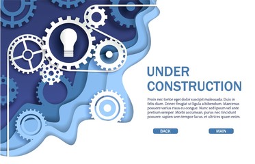 Under construction website page, web banner vector template
