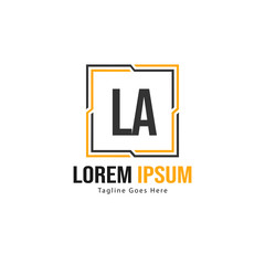Initial LA logo template with modern frame. Minimalist LA letter logo vector illustration