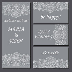 cards are decorated with lace