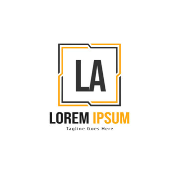 Initial LA logo template with modern frame. Minimalist LA letter logo vector illustration