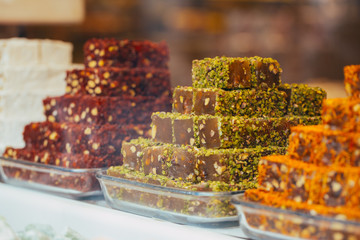 Turkish sweets in the Egyptian bazaar. Istanbul. Turkey