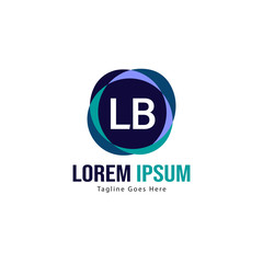 Initial LB logo template with modern frame. Minimalist LB letter logo vector illustration