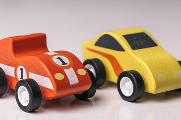 Vintage toy cars on a white background