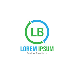 Initial LB logo template with modern frame. Minimalist LB letter logo vector illustration