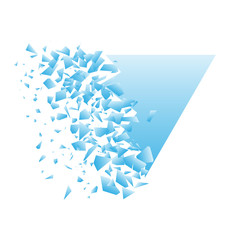 Abstract vector background with explosion effect. Dynamic flying fragments of broken glass shards.