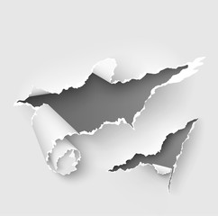 Torn ripped paper vector template, sides with ripped edges on realistic paper background. Ripped side set of banners for web and print and space for text.