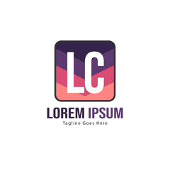 Initial LC logo template with modern frame. Minimalist LC letter logo vector illustration