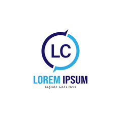 Initial LC logo template with modern frame. Minimalist LC letter logo vector illustration