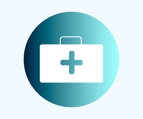medical suitcase icon. Badge. Vector graphics.