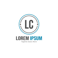 Initial LC logo template with modern frame. Minimalist LC letter logo vector illustration