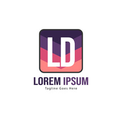 Initial LD logo template with modern frame. Minimalist LD letter logo vector illustration