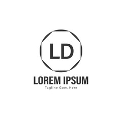 Initial LD logo template with modern frame. Minimalist LD letter logo vector illustration