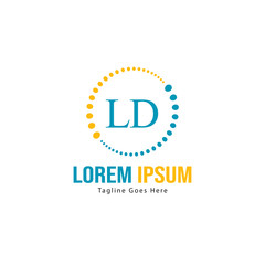 Initial LD logo template with modern frame. Minimalist LD letter logo vector illustration